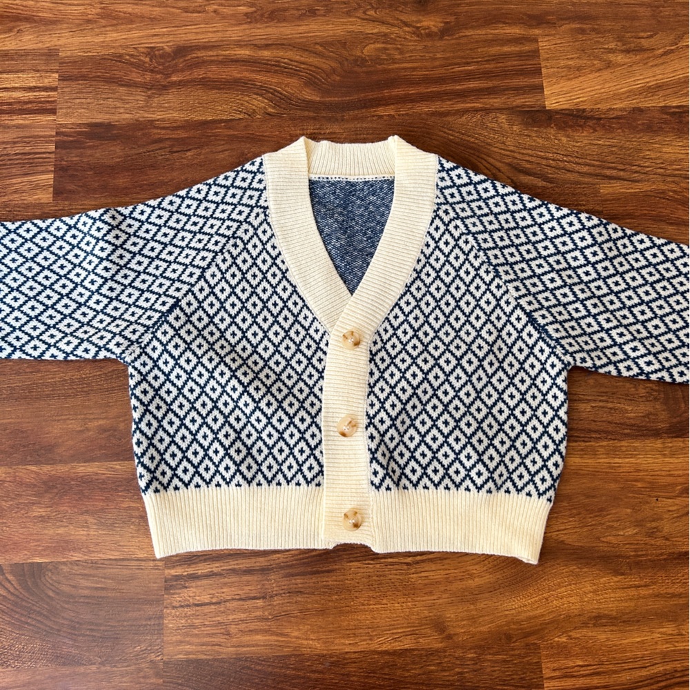 Blue White Patterned Cider Cardigan